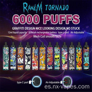 Randm tornado 6000 hojaldres vape desechable